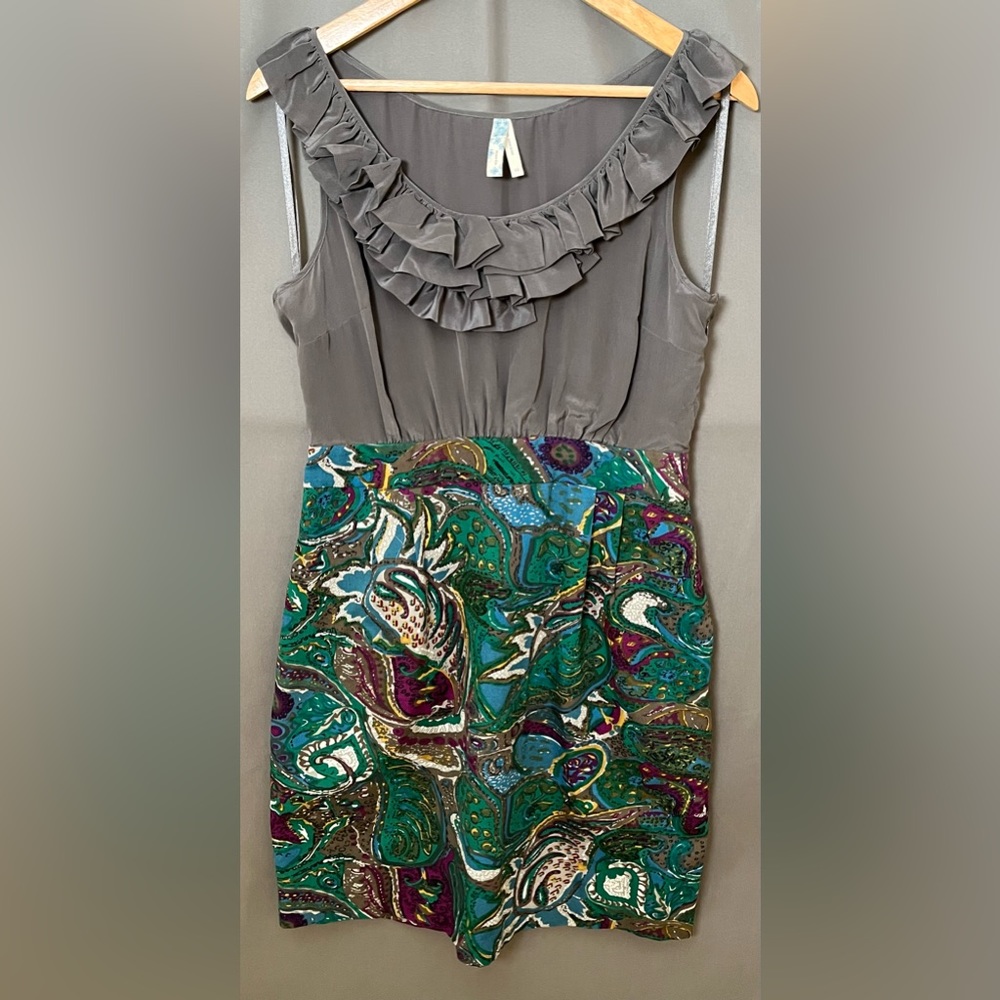 Maeve Gray Top Multicolor Paisley Skirt Dress